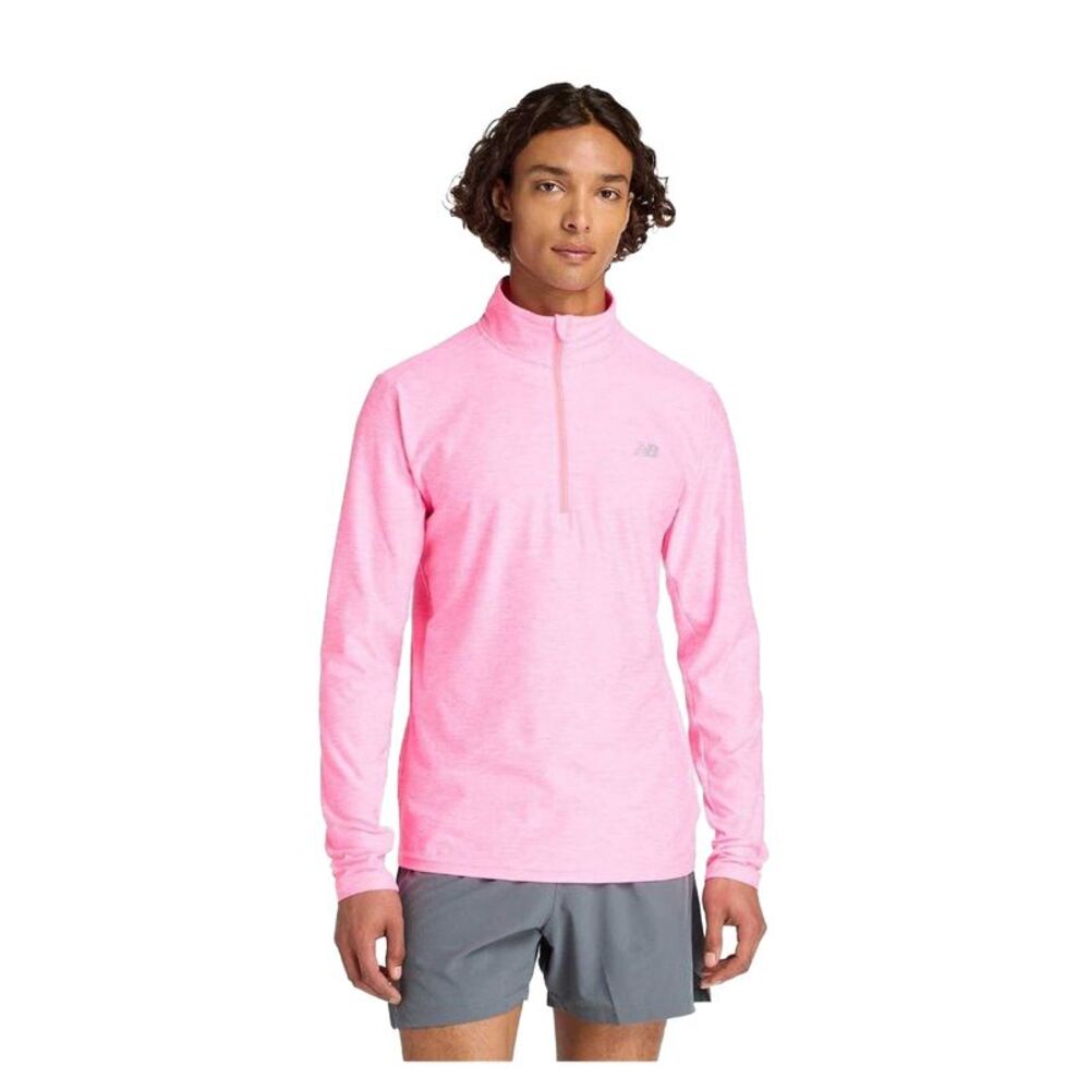 New Balance Mens Space Dye Quarter Zip Top / Neon Pink
